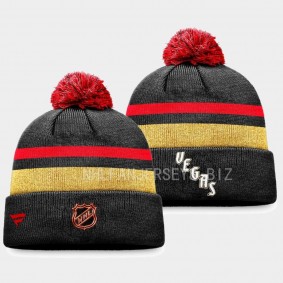 Men Vegas Golden Knights Special Edition 2.0 Black Cuffed With Pom Knit Hat